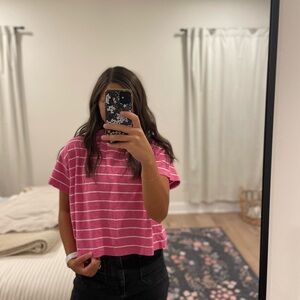 Marine Layer Sadie Stripe Boxy Crop Slub Tshirt